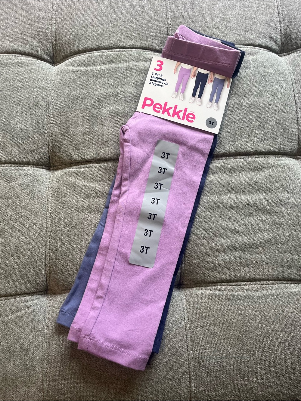 NWT Pekkle 3 Pack Leggings Girl Pants 3T Pink Blue